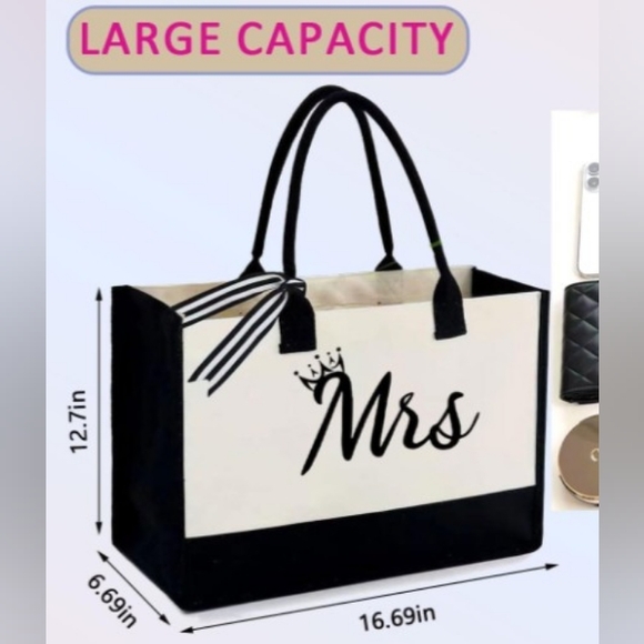 Amazon Handbags - Mrs. Black and White Tote Bag Size 12.7x6.6x16.69 NWOT